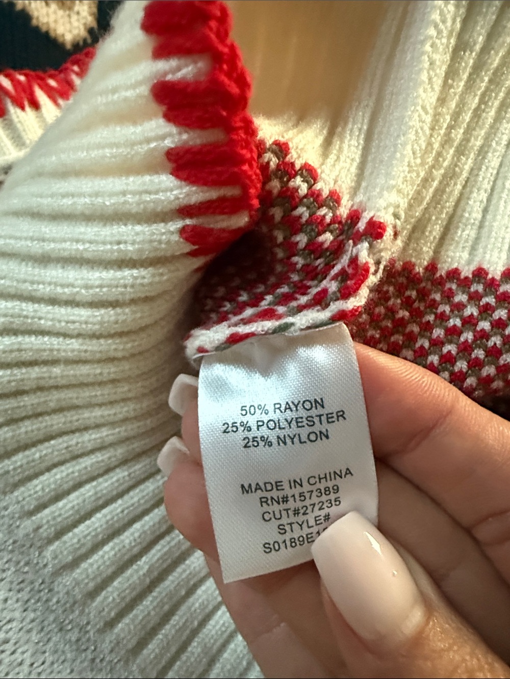 Cherry Design Knit Sweater - Cream and Red - Picture 5 of 5